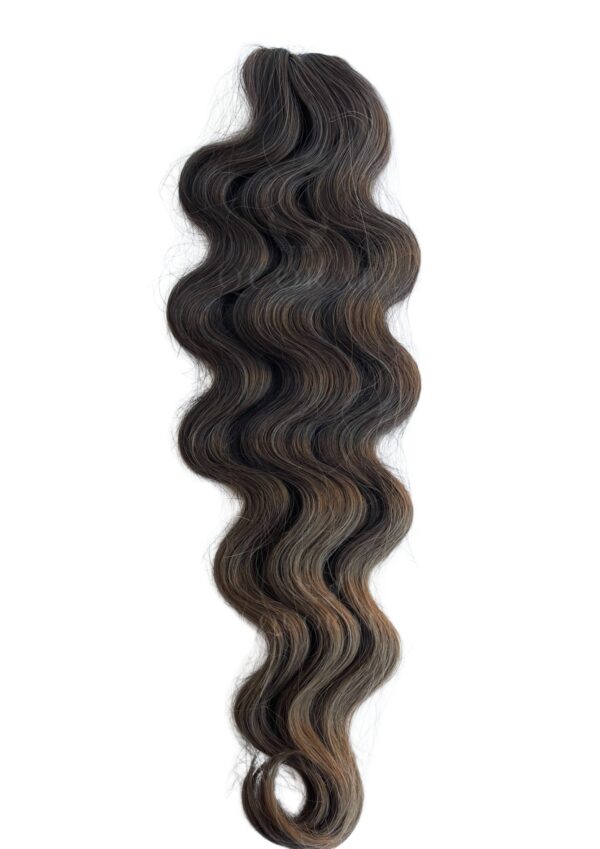 24 inch body wavy braiding hair ombre chestnut brown human synthetic blend