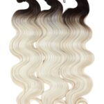 24 inch body wavy braiding hair ombré charcoal platinum blonde human synthetic blend