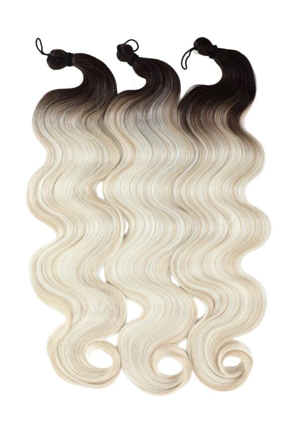 24 inch body wavy braiding hair ombré charcoal platinum blonde human synthetic blend
