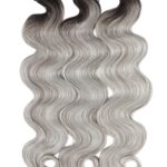 24 inch body wavy braiding hair ombré charcoal silver human synthetic blend