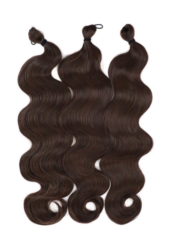 24 inch body wavy braiding hair cinnamon brown human synthetic blend