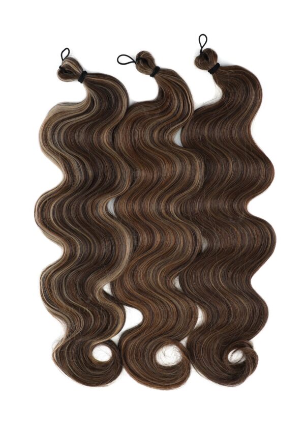 24 inch body wavy braiding hair highlight cinnamon brown human synthetic blend