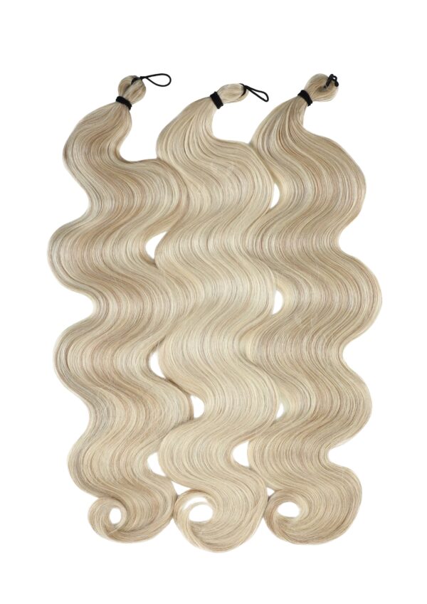 24 inch body wavy braiding hair highlight champagne blonde human synthetic blend